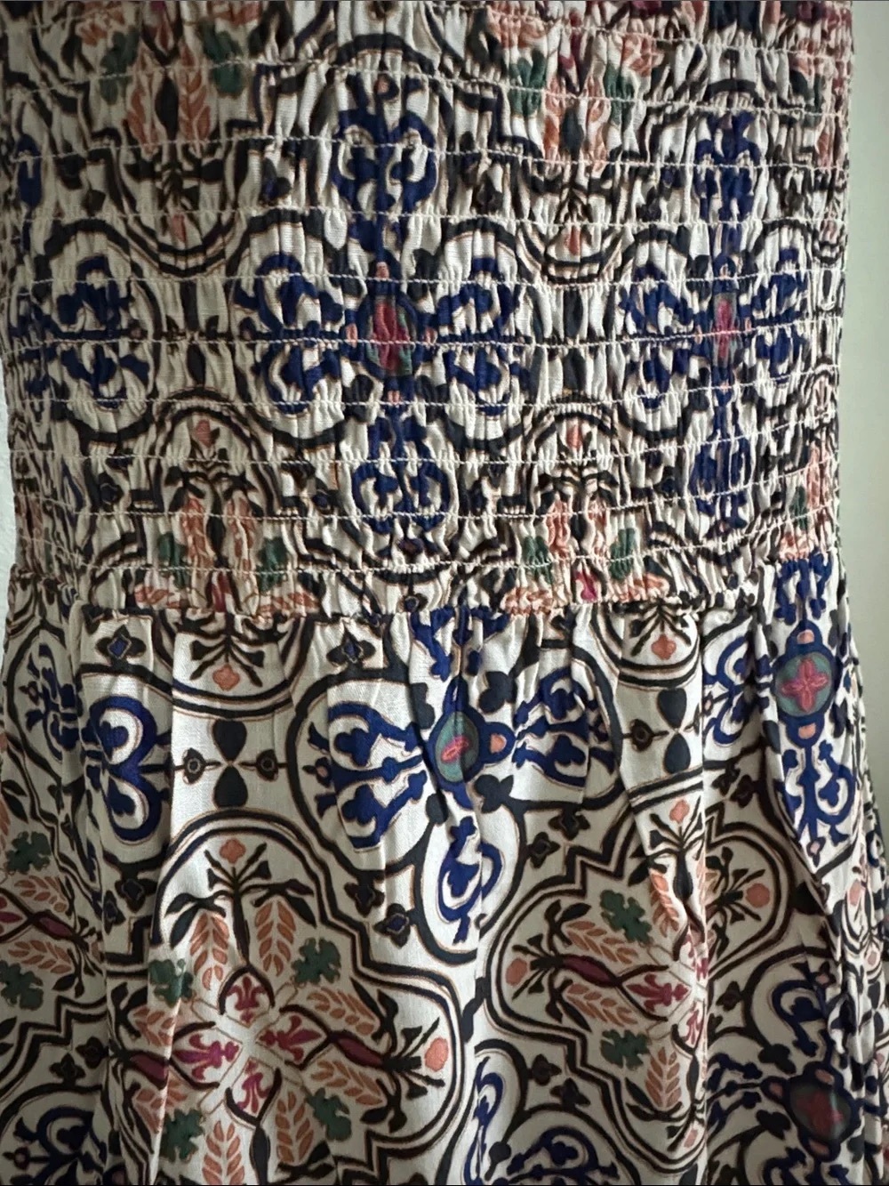 Strapless Printed Maxi Dress in Navy and Blush - Picture 4 of 4